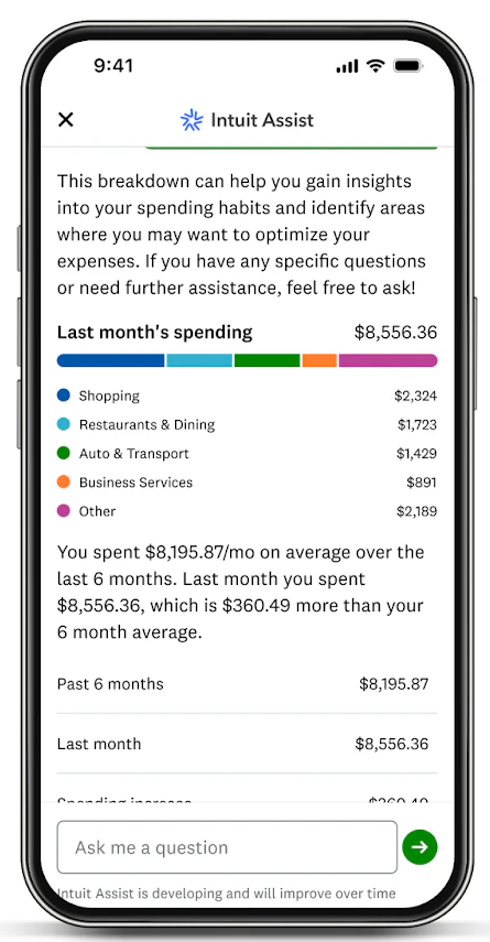 Intuit Assist AI chatbot screenshot